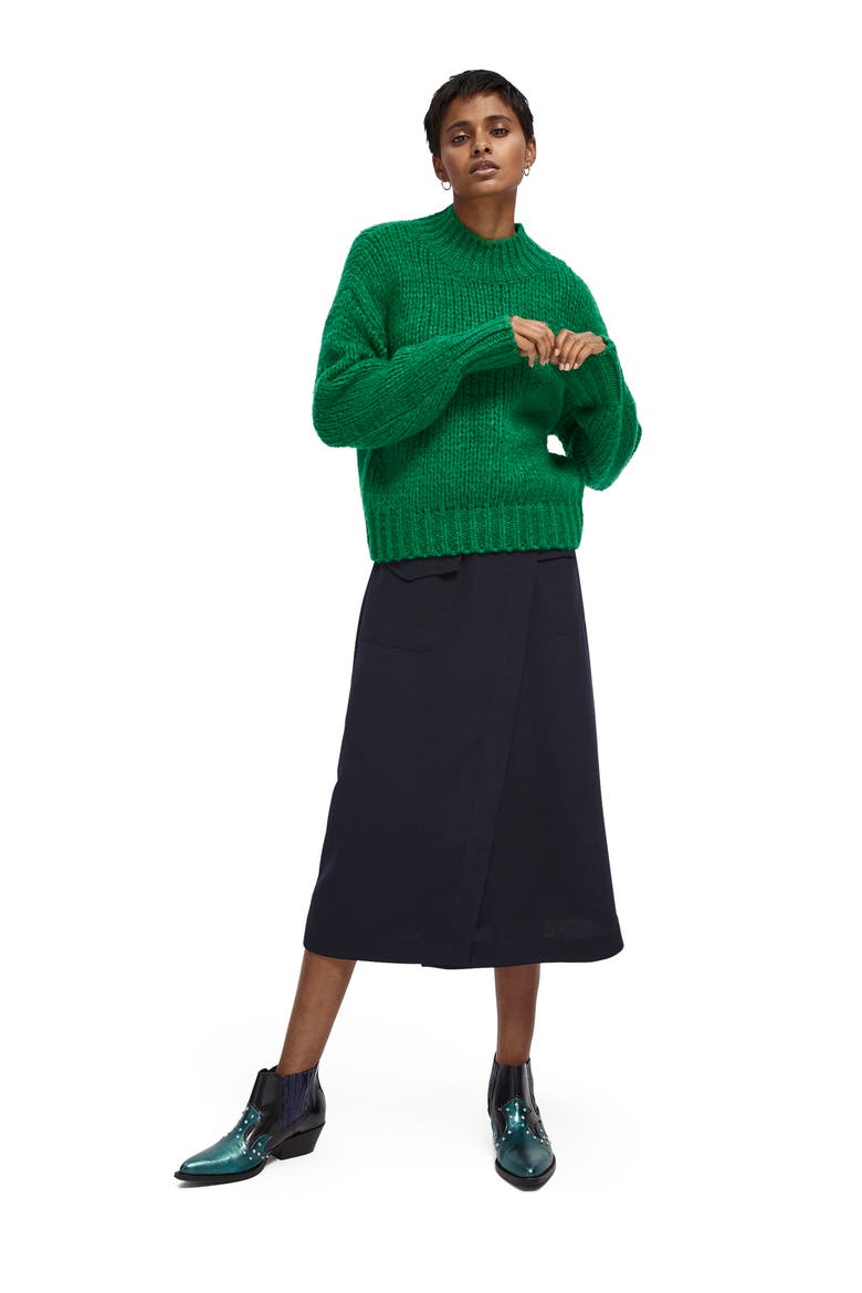 Mock Neck Chunky Knit Sweater, Alternate, color, EMERALD