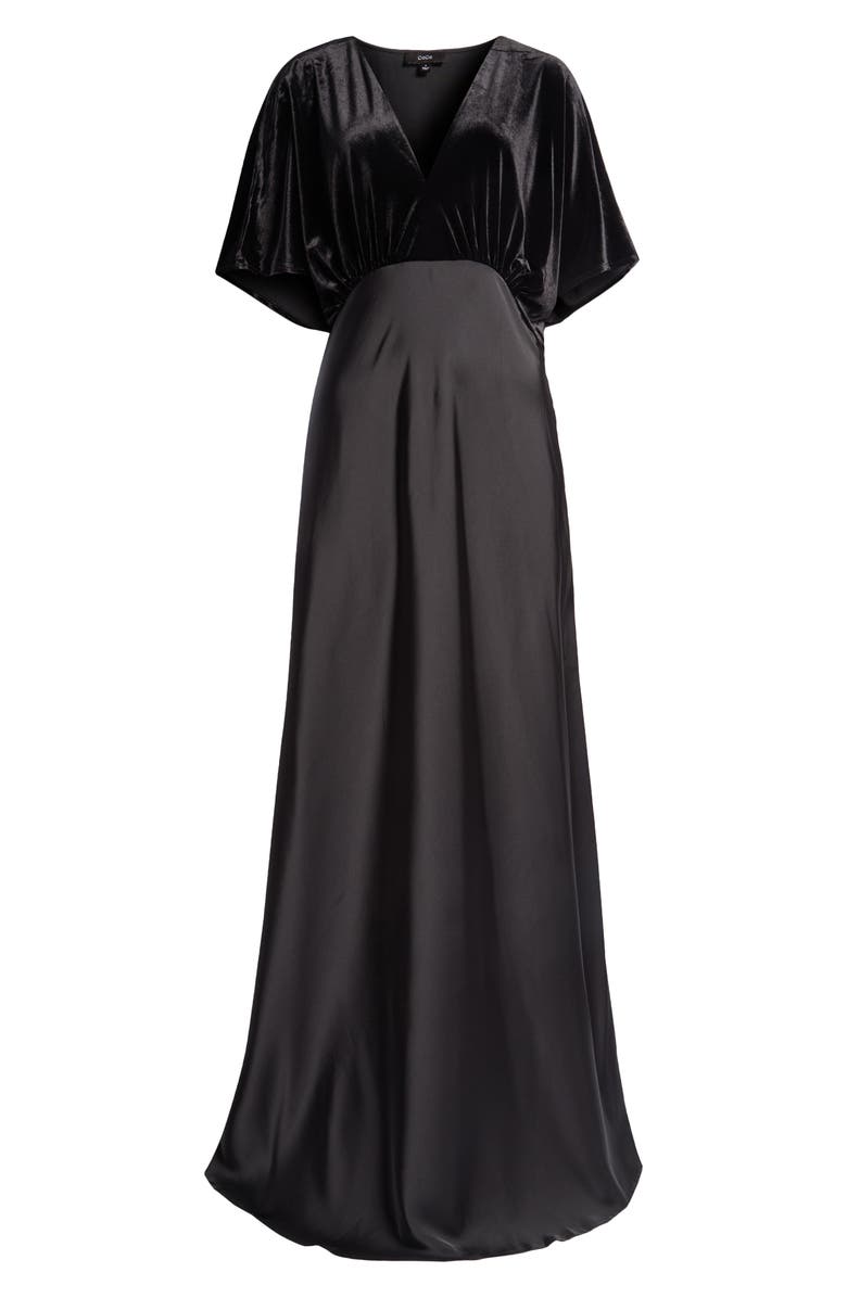 CeCe Dolman Sleeve Velvet & Satin Dress, Alternate, color, 