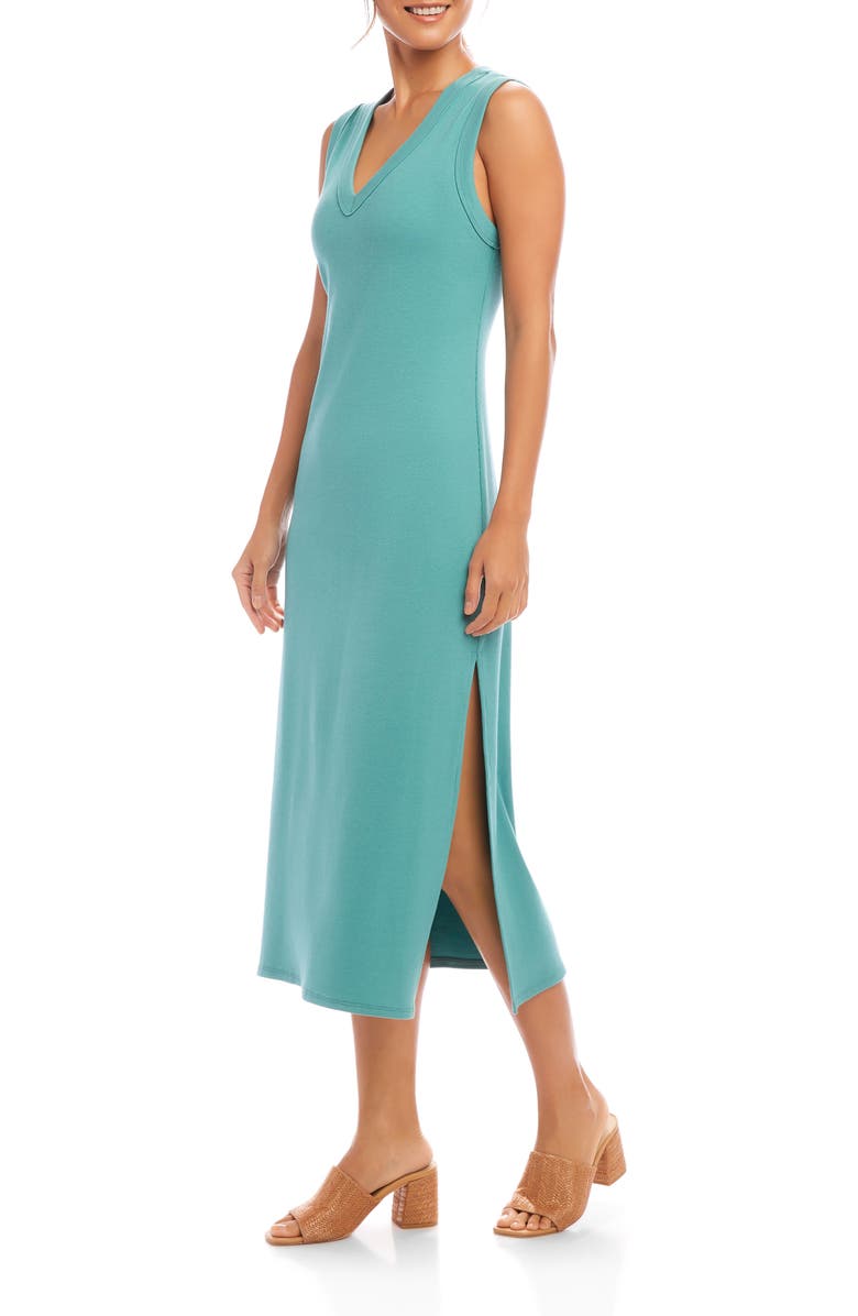 Karen Kane Sleeveless Rib Midi Dress, Alternate, color, Aqua