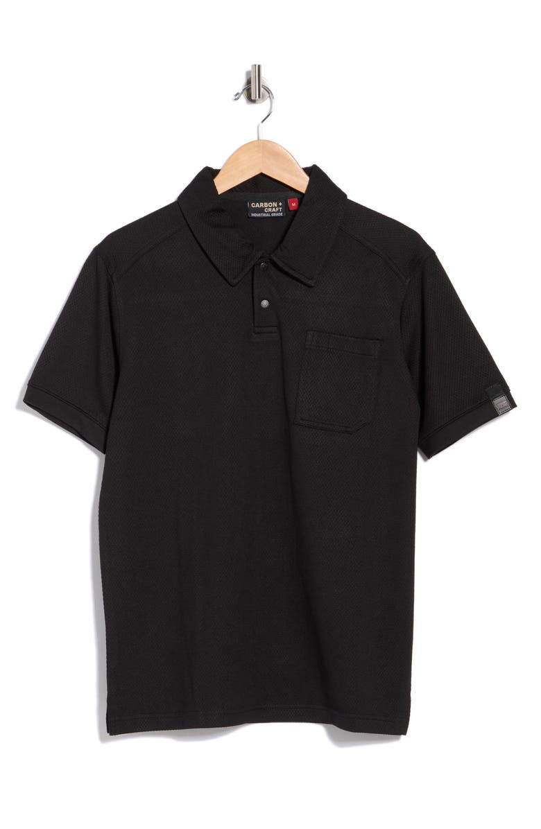 CARBON + CRAFT Grid Jacquard Polo, Main, color, Black