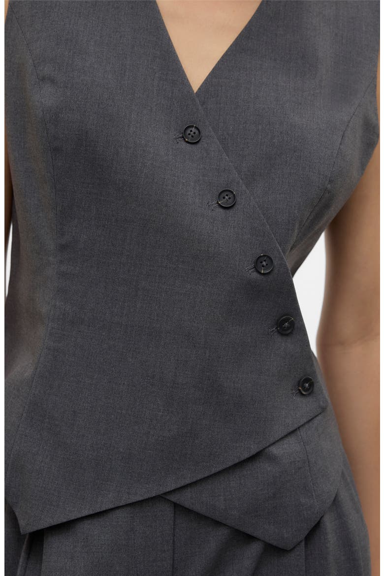 Liba Asymmetric Button Waistcoat, Alternate, color, DARK GREY MELANGE