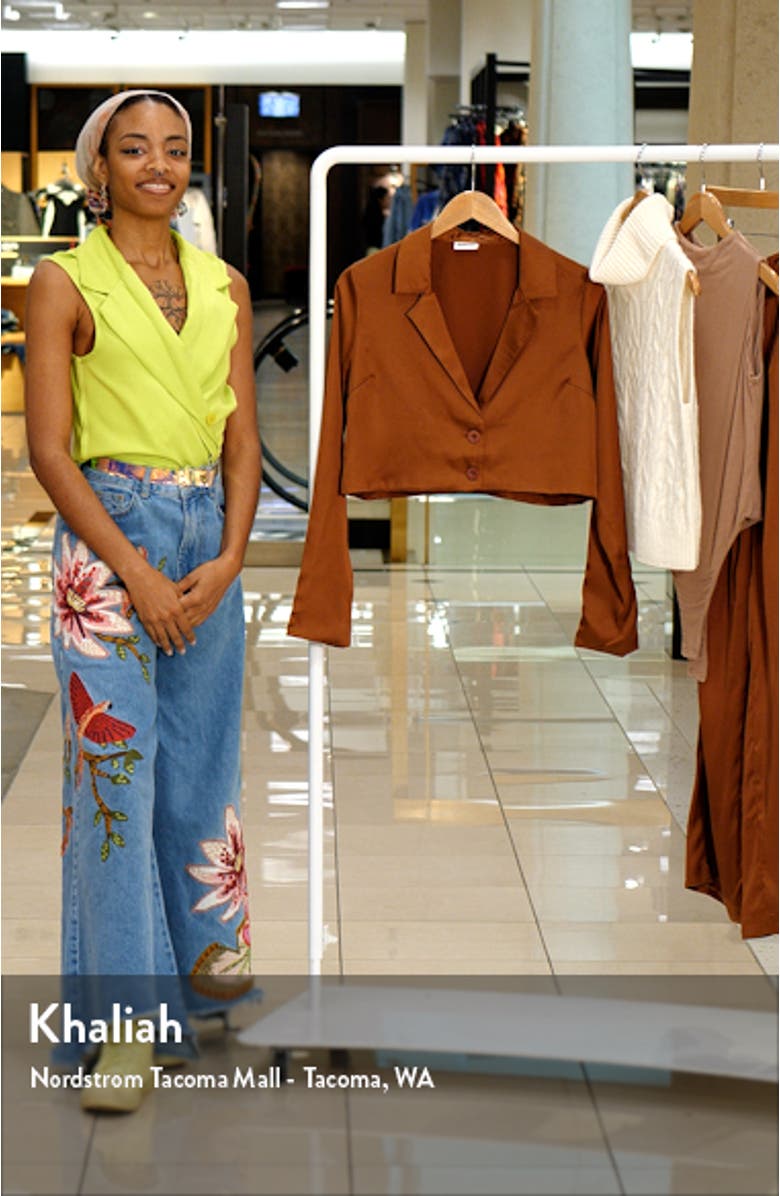 Clarie Crop Satin Blazer, sales video thumbnail