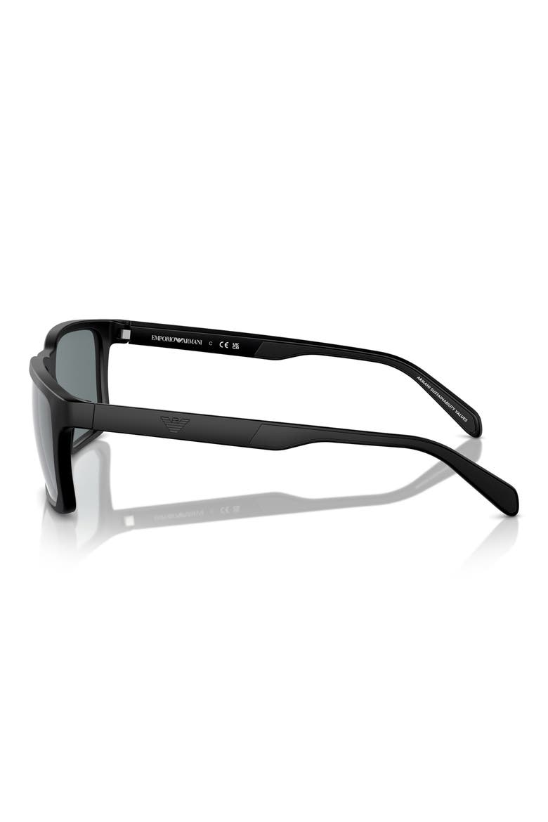 57mm Rectangle Sunglasses, Alternate, color, BLACK / GREY MIRROR BLACK