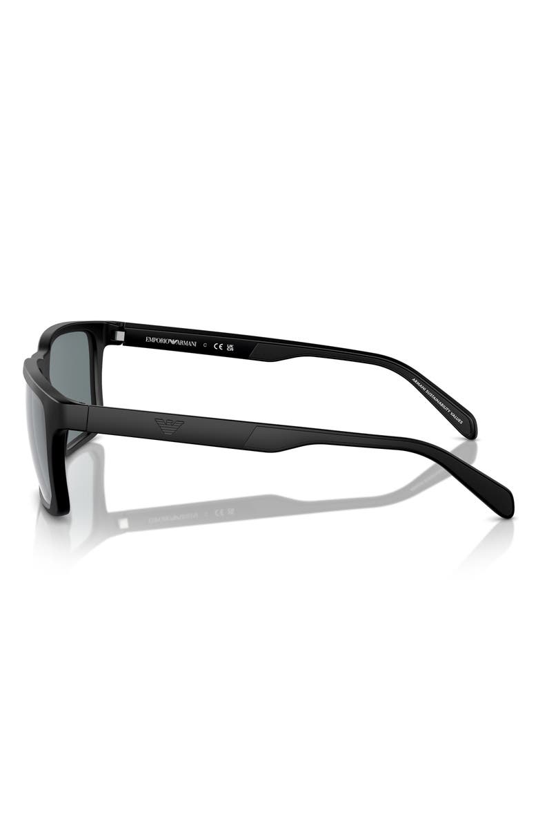 Emporio Armani 57mm Rectangle Sunglasses, Alternate, color, Black / Grey Mirror Black