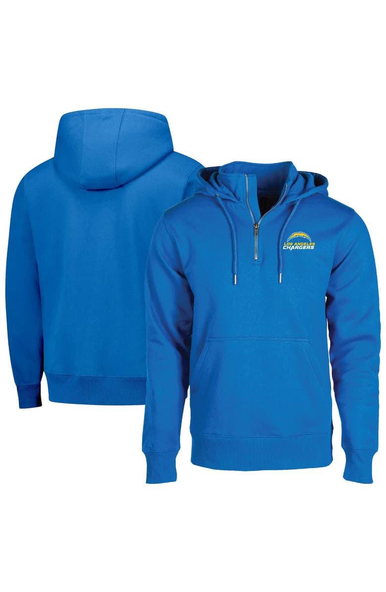 DUNBROOKE Unisex Dunbrooke Powder Blue Los Angeles Chargers Defender Quarter-Zip Hoodie, Main, color, Powder Blue