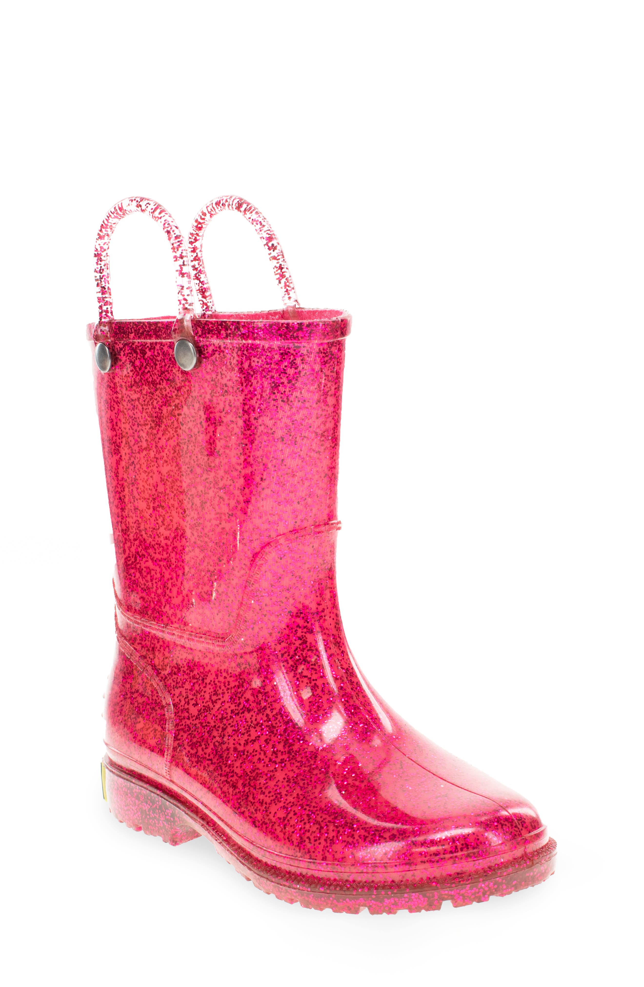 Western Chief Glitter Waterproof Rain Boot, Main, color, Pink