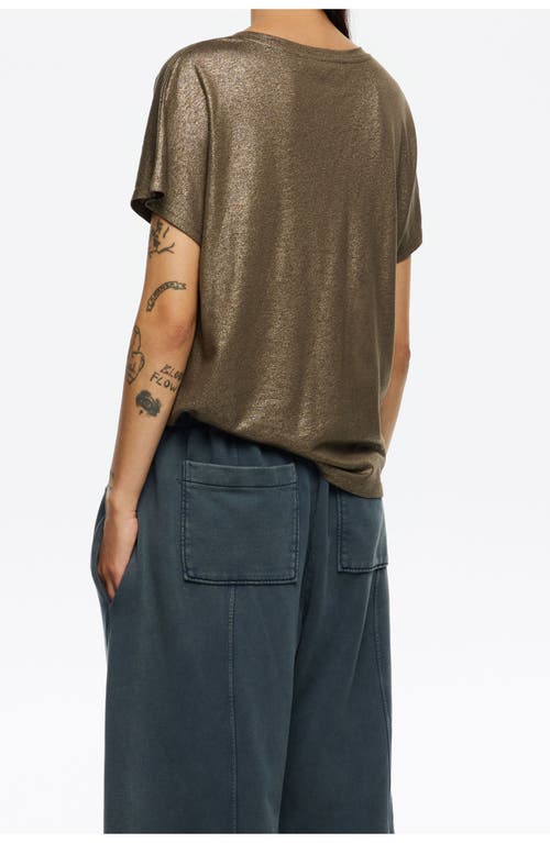 Bimba Y Lola Lurex V-neck T-shirt In Gold