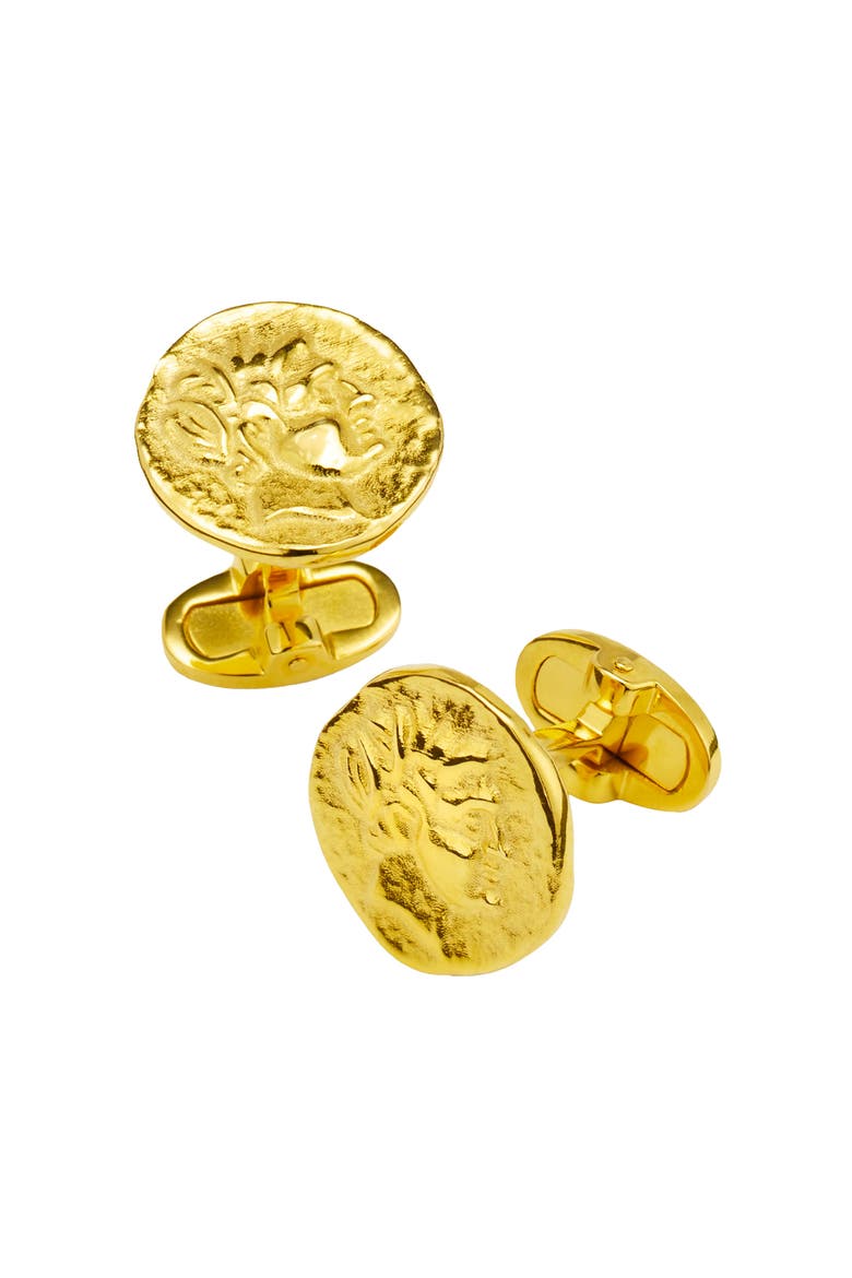 Coin 18K Gold Plated Sterling Silver Vermeil Cufflinks, Main, color, GOLD