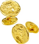 Jan Leslie Coin 18K Gold Plated Sterling Silver Vermeil Cufflinks