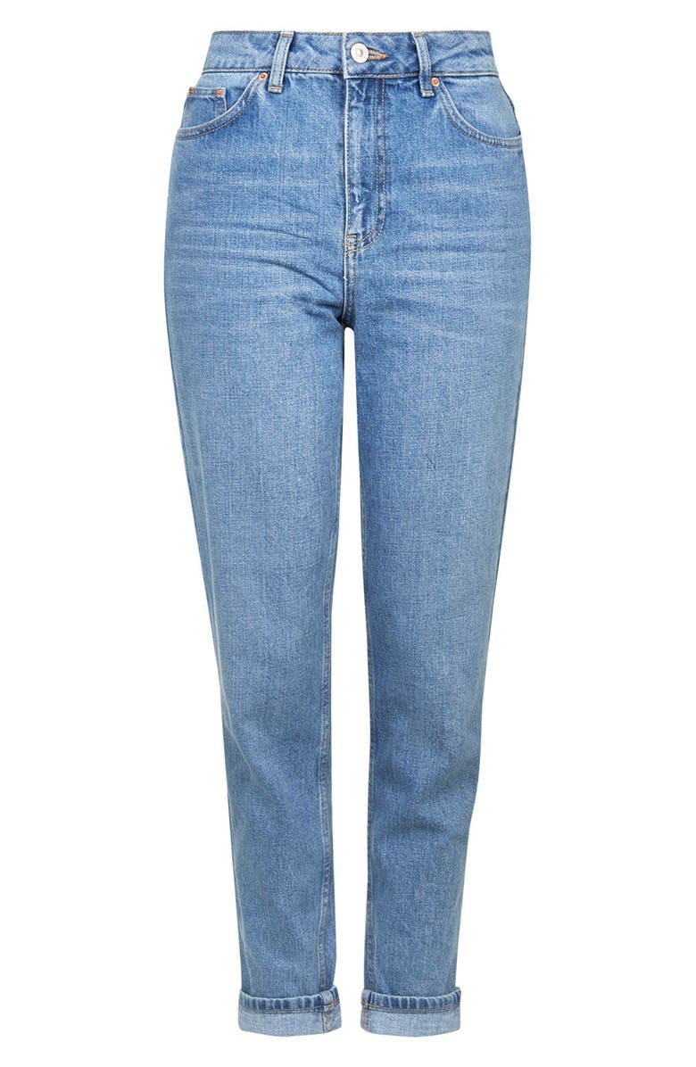 Topshop High Waist Light Denim Mom Jeans, Alternate, color, 