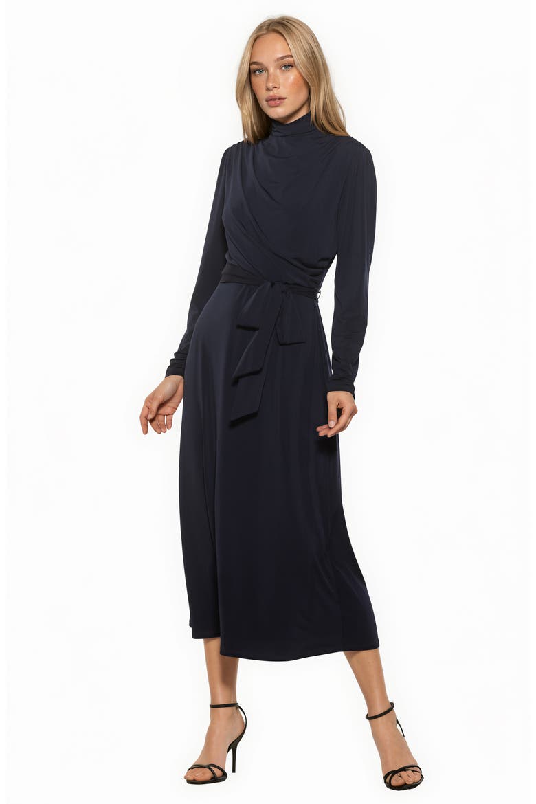 Seraphine Mock Neck Midi Dress, Alternate, color, NAVY