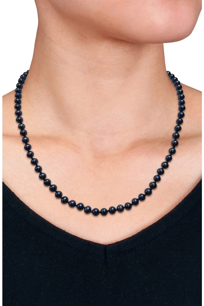 Cultured Black Pearl Necklace, 5–5.5mm, Alternate, color, BLACK