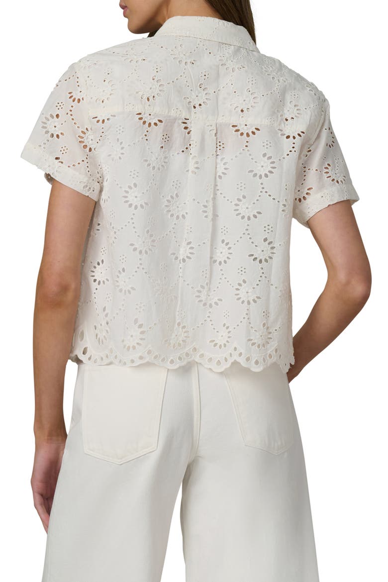 Sheer Crop Cotton Broderie Anglaise Button-Up Shirt, Alternate, color, ECRU