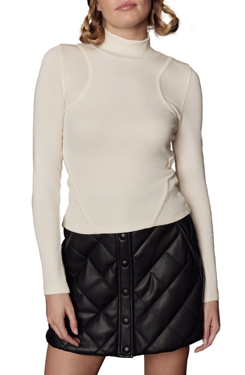 Alp N Rock Laila Rib Seam Detail Mock Neck Sweater, Main, color, Ivory