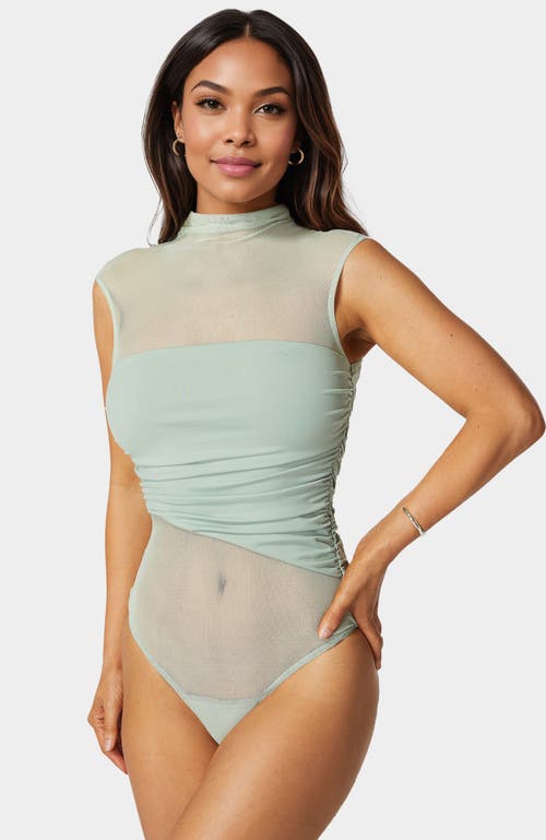 Bebe Draped Knit Bodysuit In Green