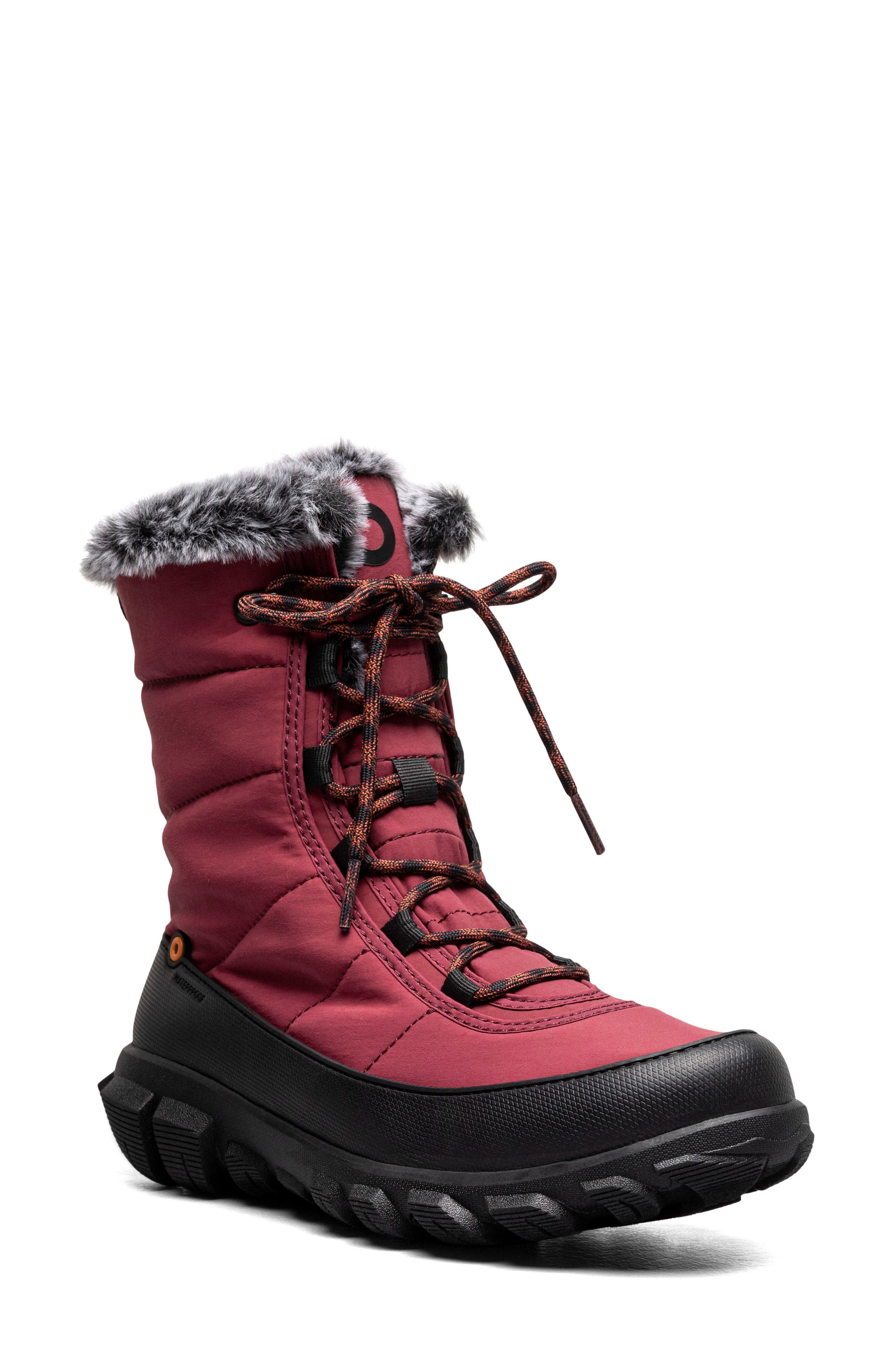 Bogs Cedar Quilted Waterproof Boot, Main, color, Garnet