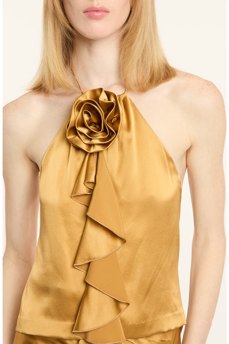Hallie Rosette Silk Top, Alternate, color, HONEY CLOVE