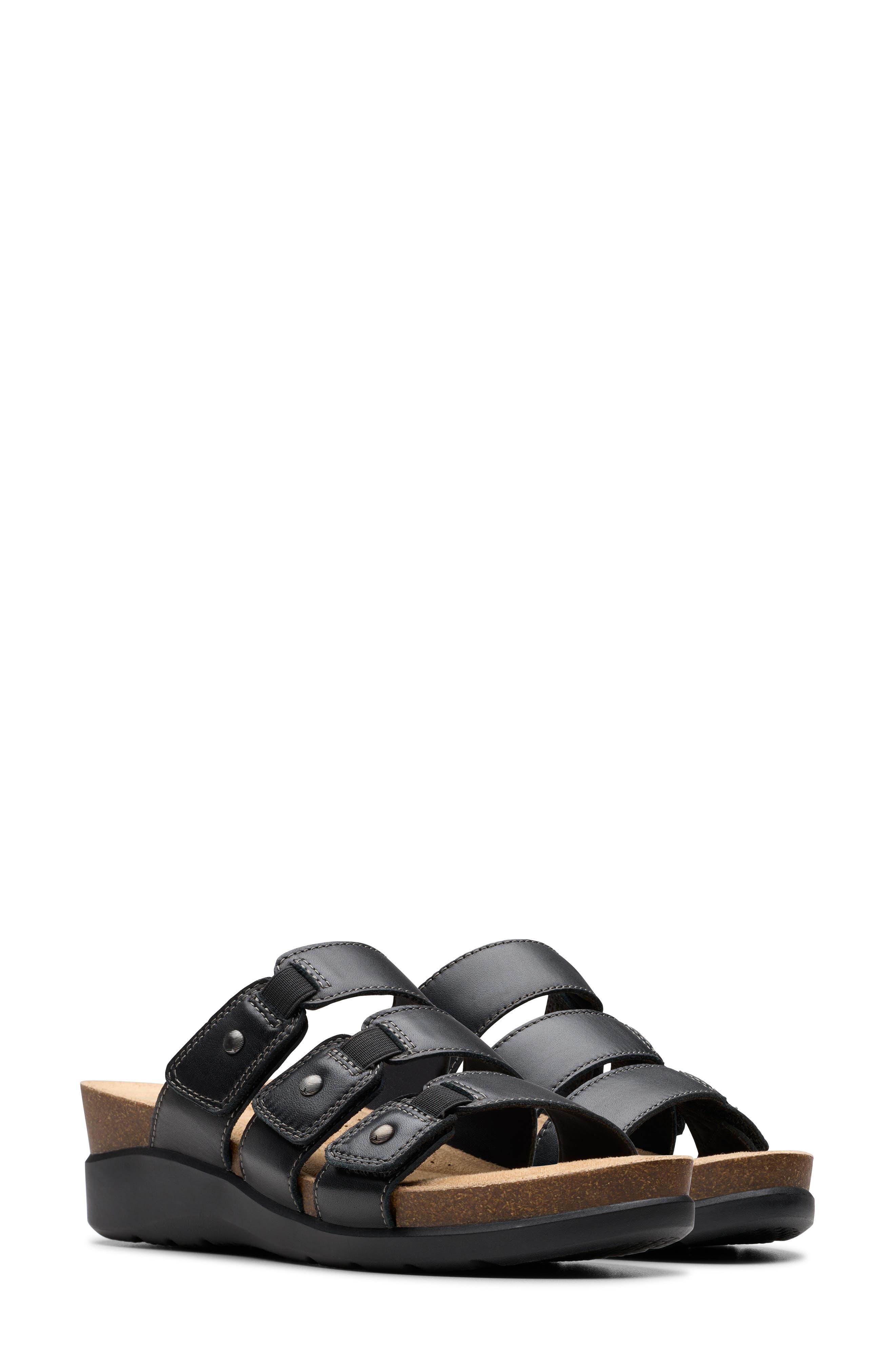 Clarks<sup>®</sup> Calenne Lily Slide Sandal, Alternate, color, Black Leather