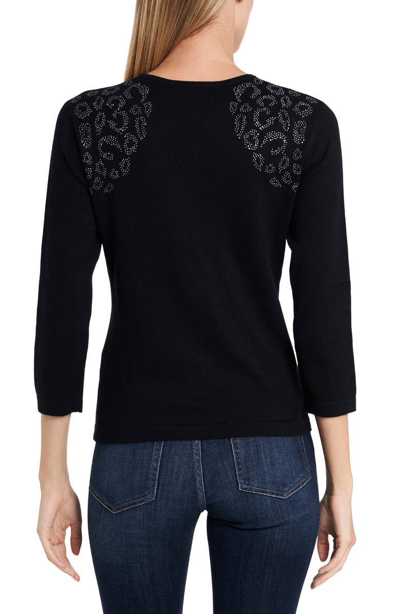 Vince Camuto Studded Shoulder Animal Print Jacquard Sweater, Alternate, color,