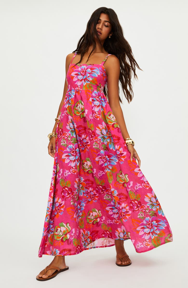 Beach Riot Rianne Floral Cotton & Linen Cover-Up Maxi Dress, Alternate, color, Sugar Bloom