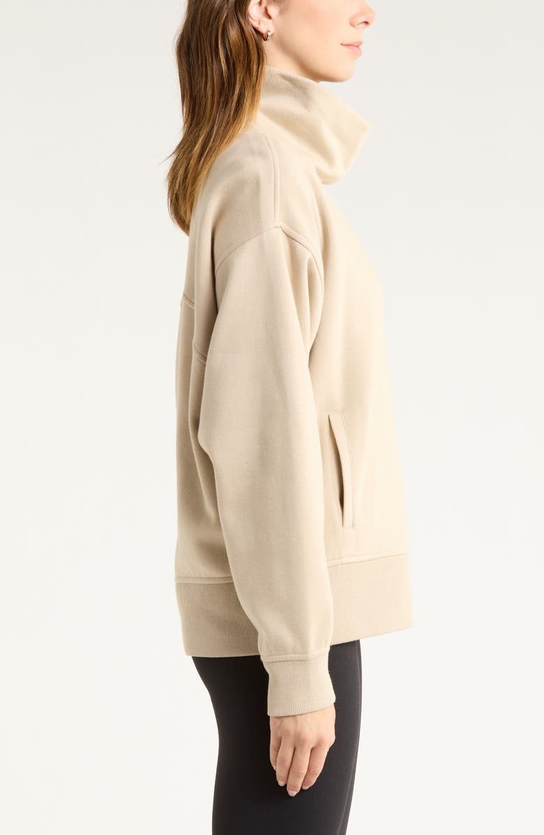 Zella Ultracozy Fleece Funnel Neck Top, Alternate, color, Tan Oxford