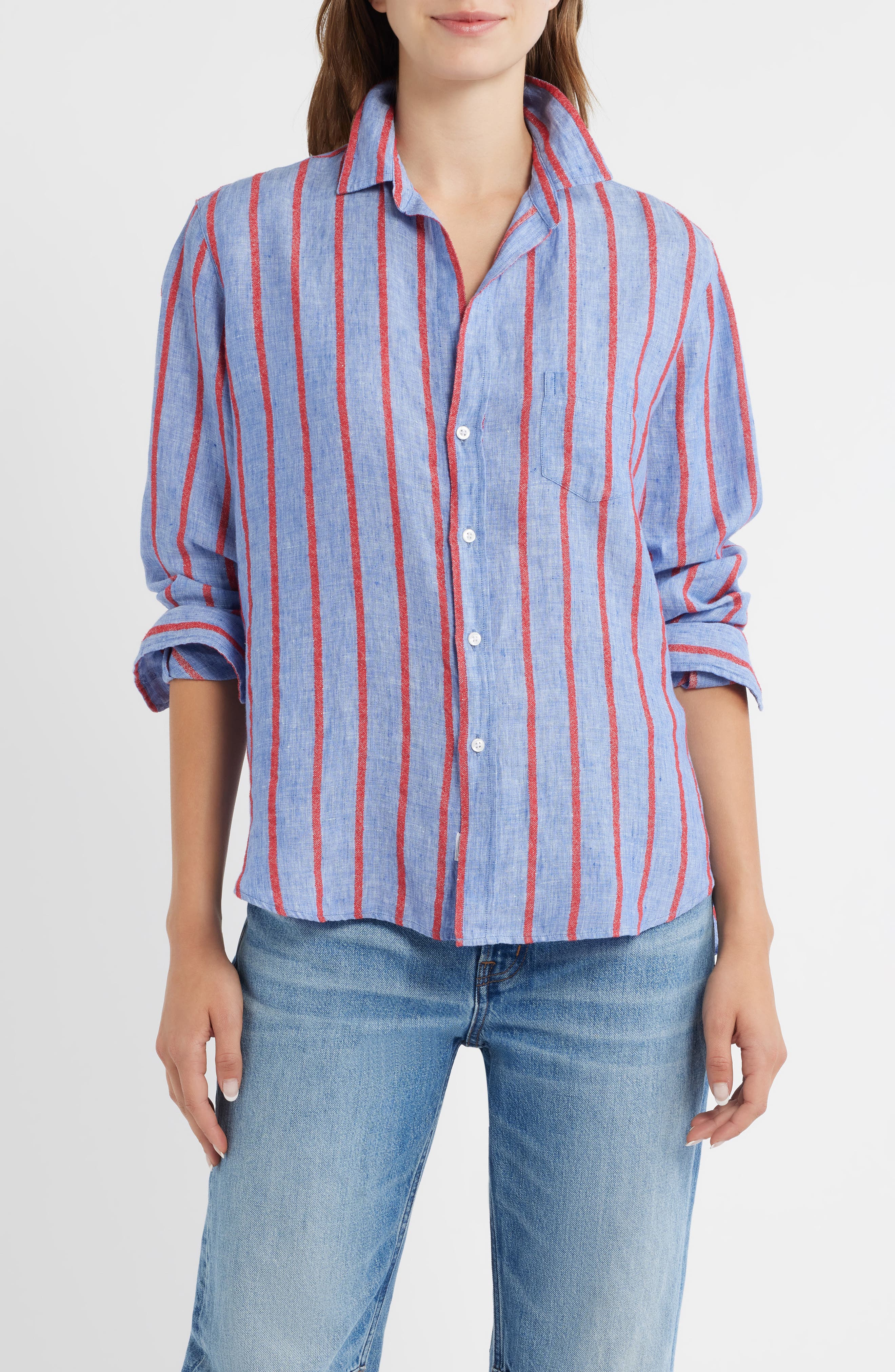 BLUE RED TEXTURED STRIPE