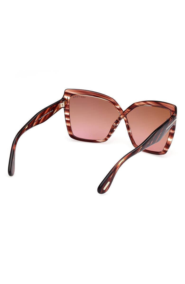 TOM FORD Fiore 63mm Oversize Gradient Butterfly Sunglasses, Alternate, color, Striped Burgundy / Champagne