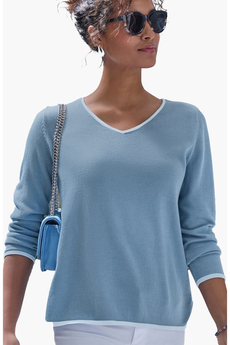 Contrast Trim Sweater, Main, color, Blue And Light Blue