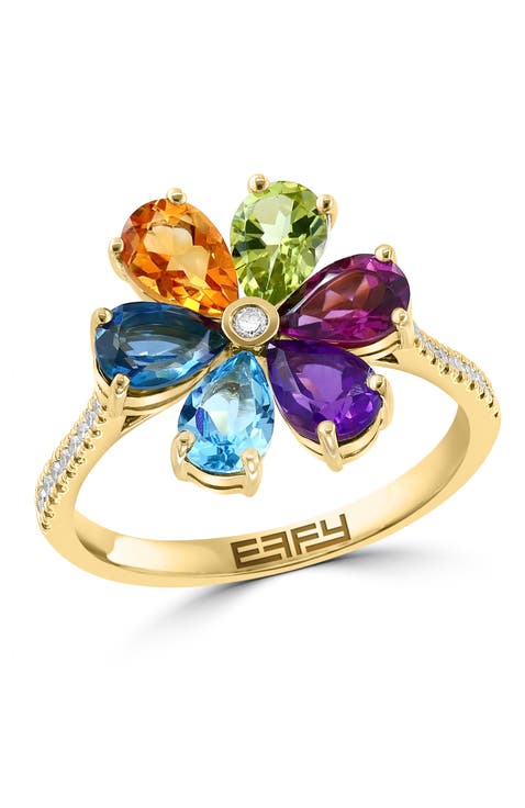 14K Yellow Gold Garden of Gems Cocktail Ring