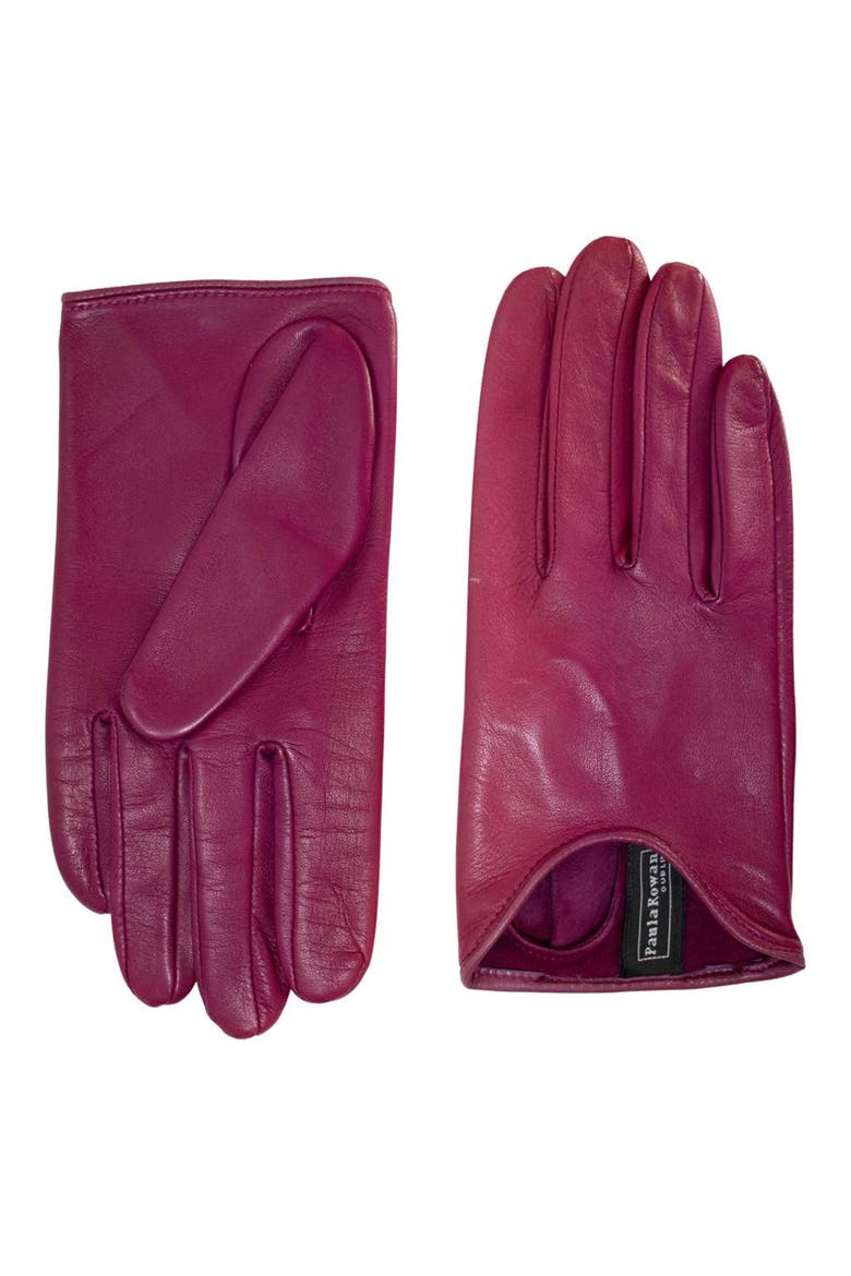 Stephanie Leather Gloves, Main, color, GERANIO