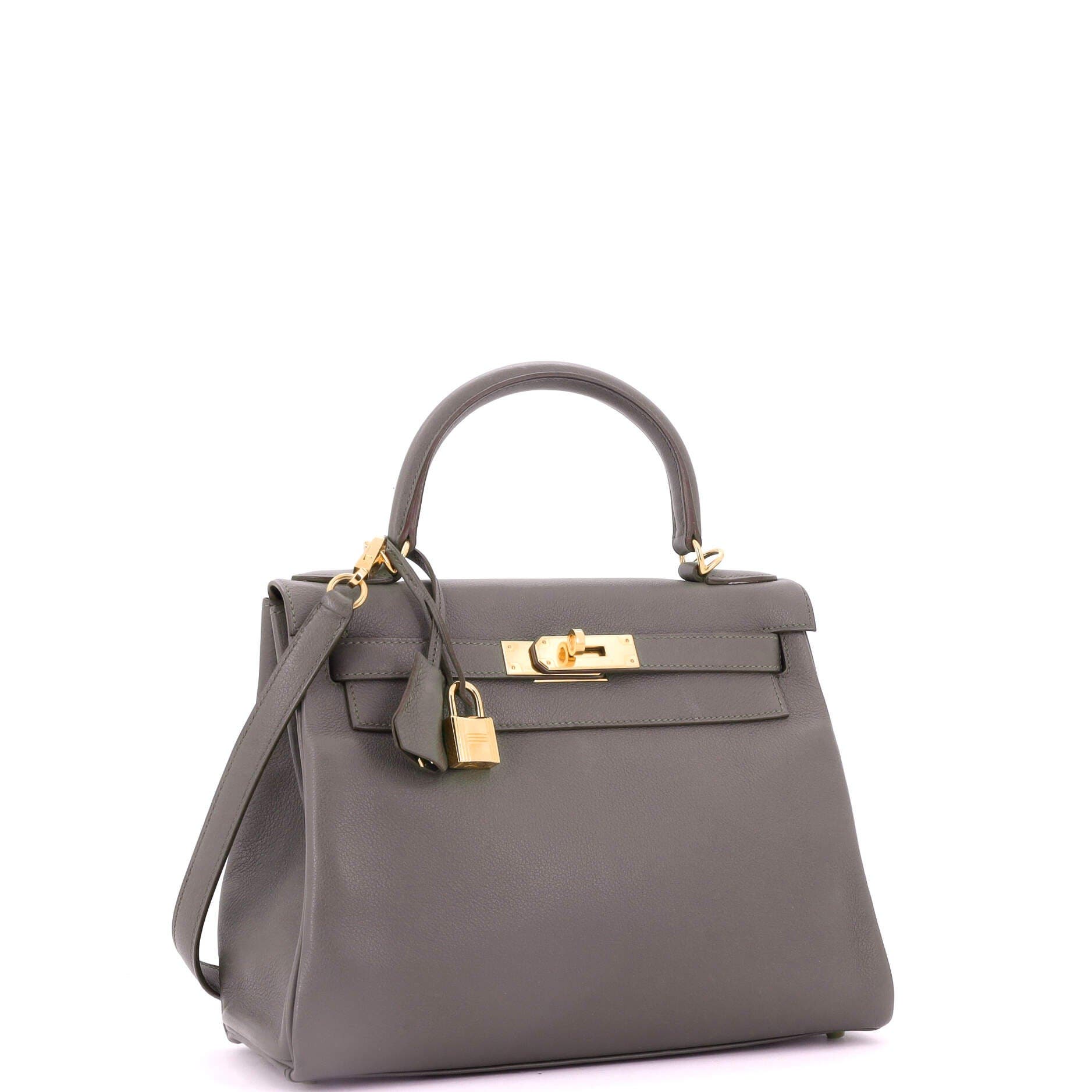 Pre-Owned Hermes Kelly Handbag Grey Evercolor with Gold Hardware 28, Alternate, color, 