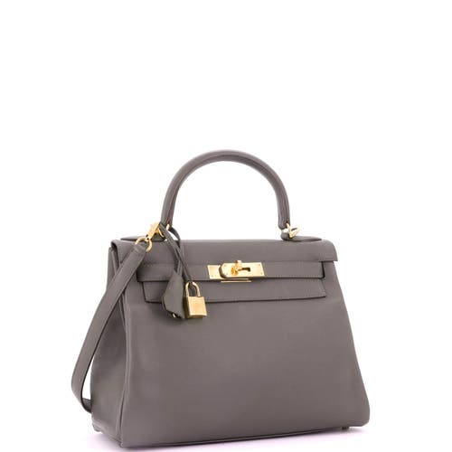 Pre-owned Hermes Hermes Kelly Handbag Grey Evercolor With Gold Hardware 28 In Gray
