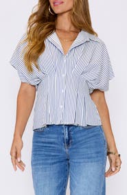 VICI Collection Marisa Stripe Cotton Blend Button-Up Shirt