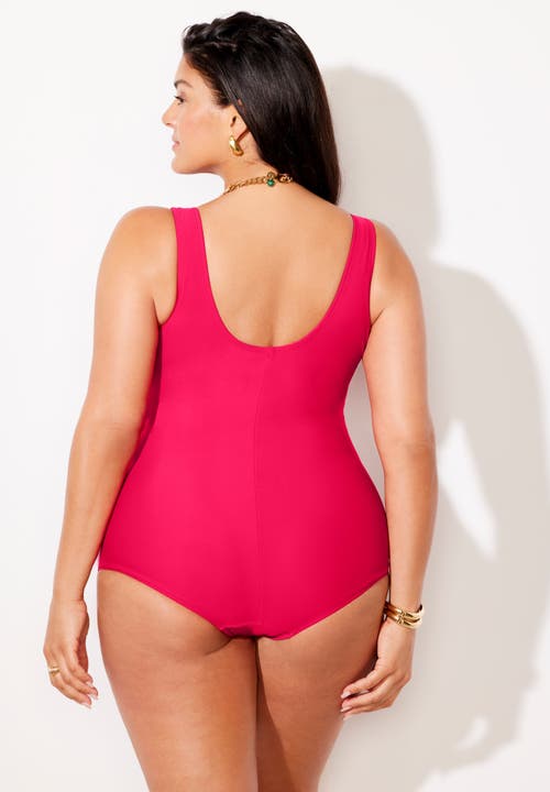 Swimsuits For All Sarong Front One Piece Swimsuit In Pink