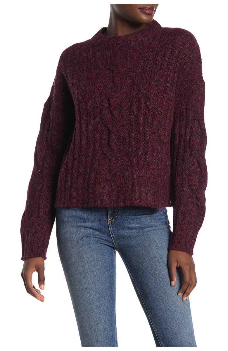 360 CASHMERE Destiny Marled Cable Knit Cashmere Sweater, Main, color, 