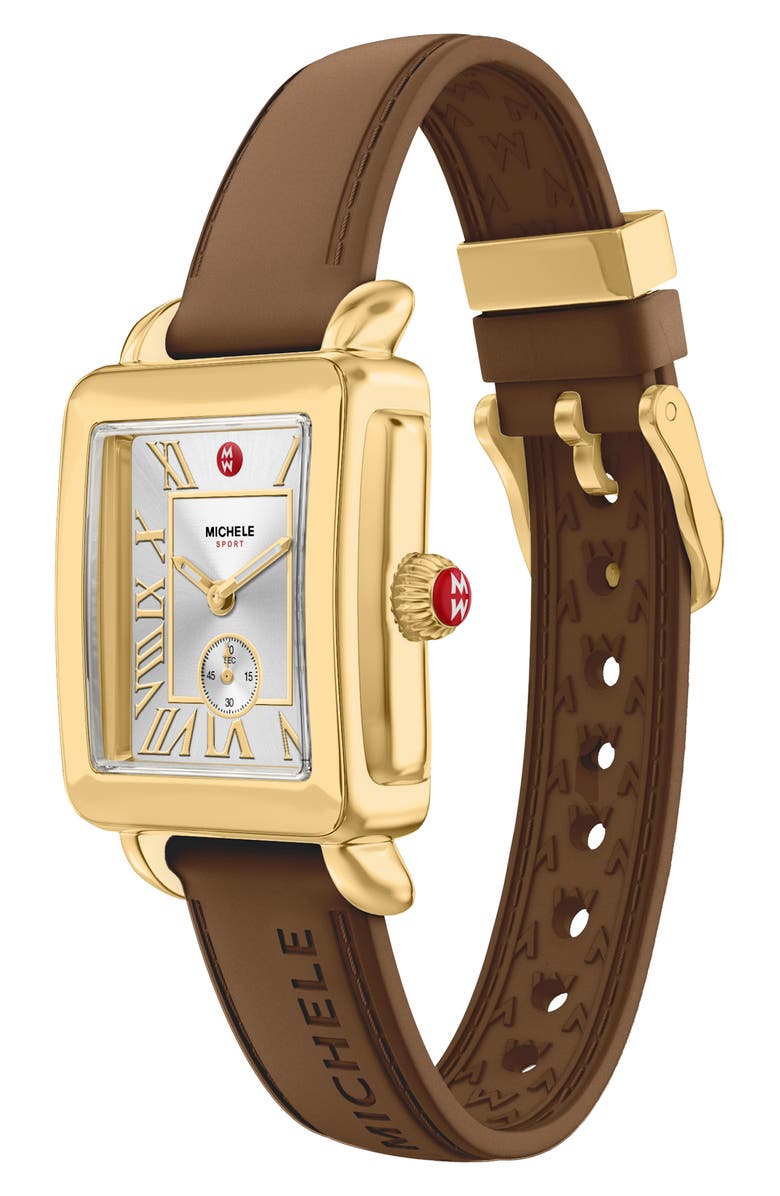 MICHELE Deco Sport Mid Silicone Strap Watch, 29mm x 31mm, Alternate, color, 