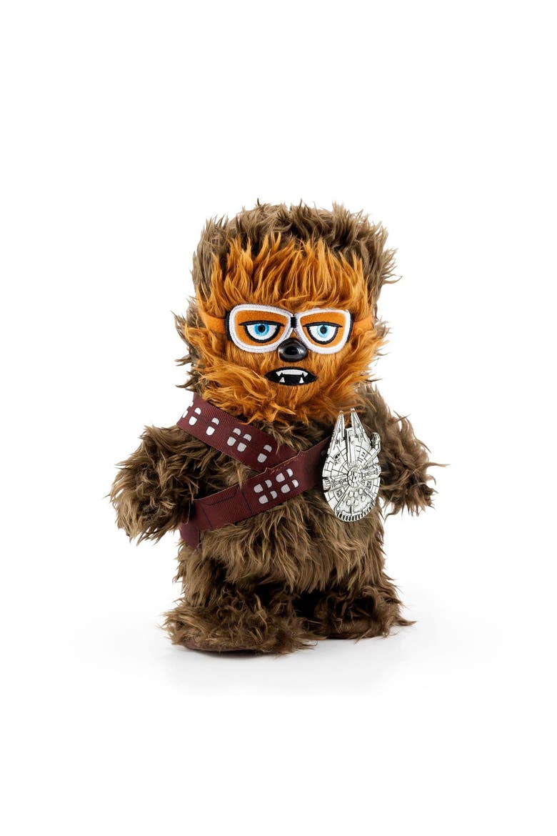 Star Wars Chewbacca Interactive Walk N' Roar | Moves & Makes Noise | 12" Plush w/ Millennium Falcon Pin, Main, color, Brown