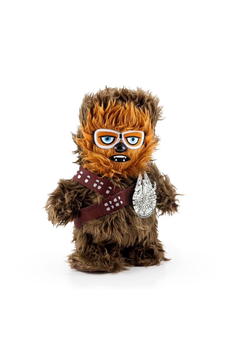 Toynk Star Wars Chewbacca Interactive Walk N' Roar | Moves & Makes Noise | 12" Plush w/ Millennium Falcon Pin, Main, color, Brown