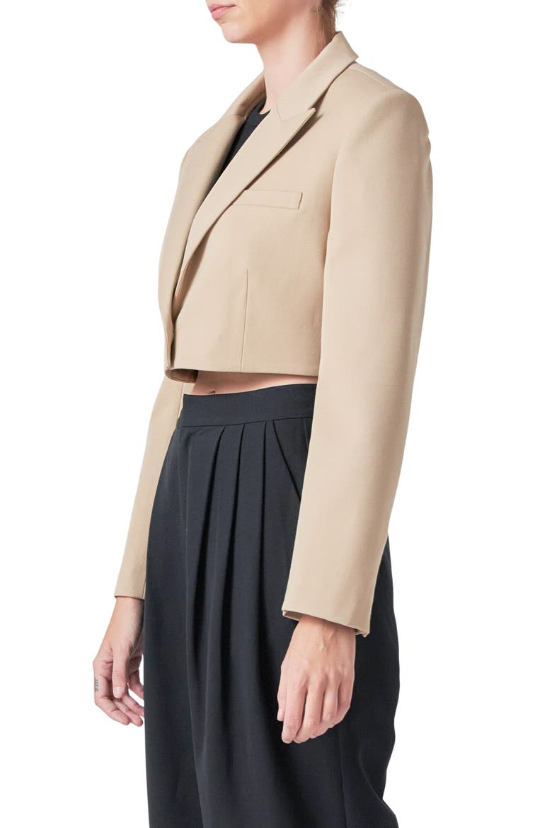 Crop Blazer, Alternate, color, BEIGE