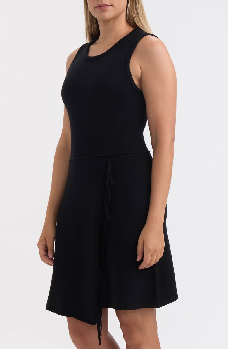 Ellen Tracy Fringe Trim Sleeveless Sheath Dress, Alternate, color, Black