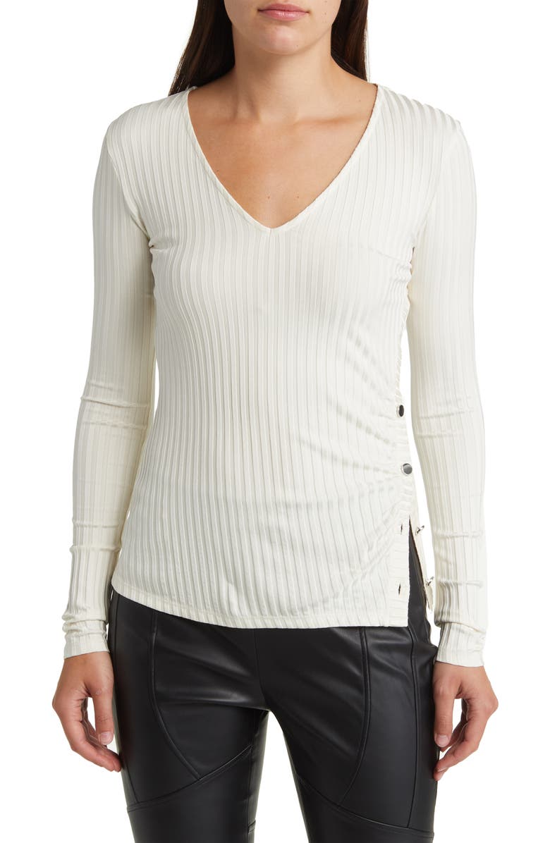 BOSS Eruna Rib Button Trim Sweater, Main, color, 