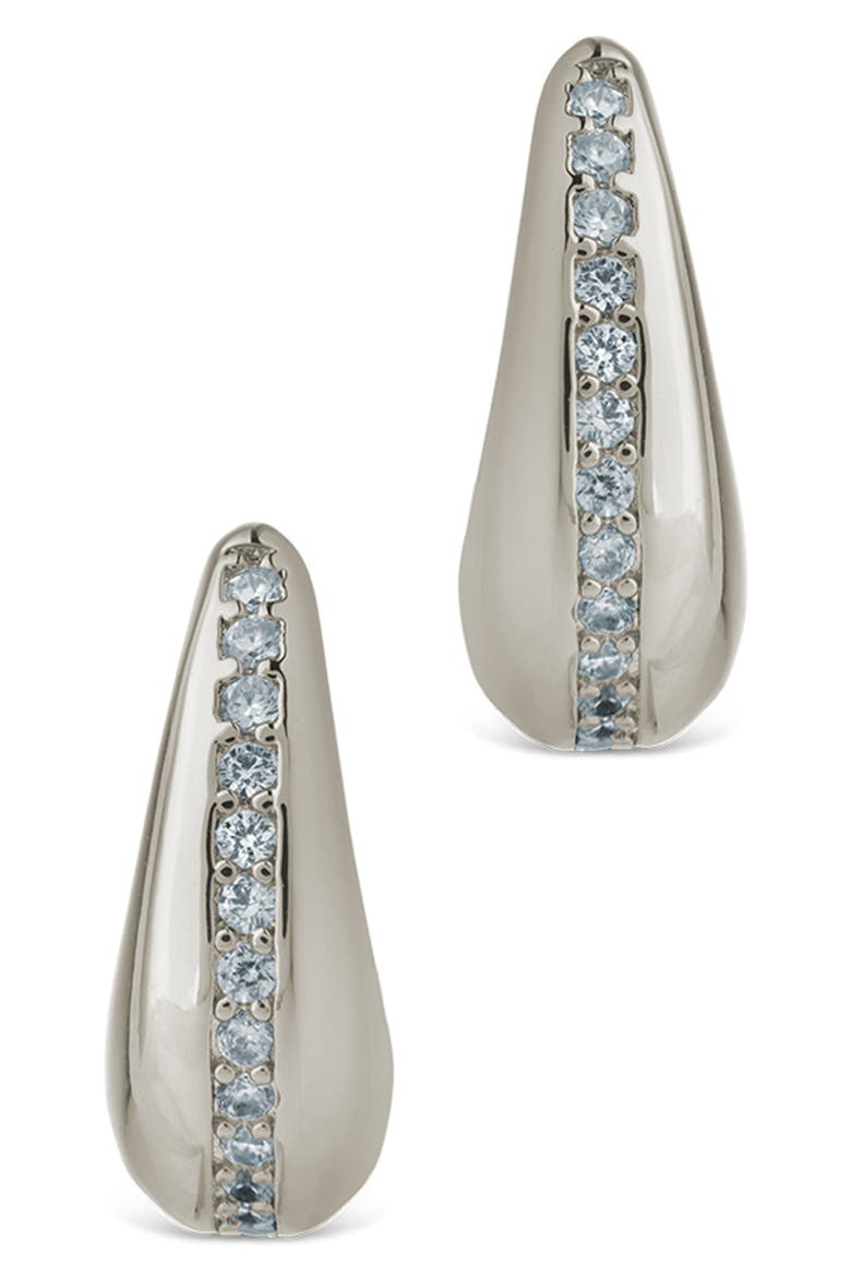 Ari Cubic Zirconia Chunky Mini Hoop Earrings, Main, color, SILVER