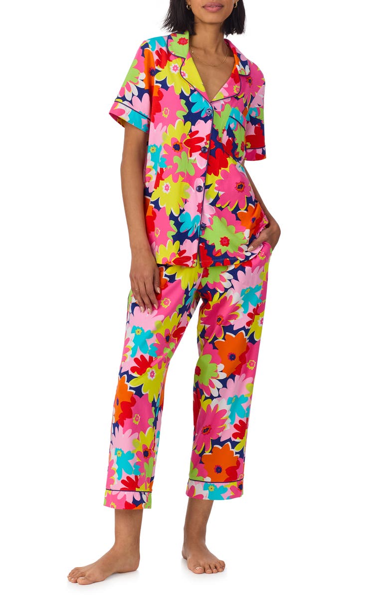 BedHead Pajamas x Trina Turk Print Crop Stretch Jersey Pajamas, Main, color, 