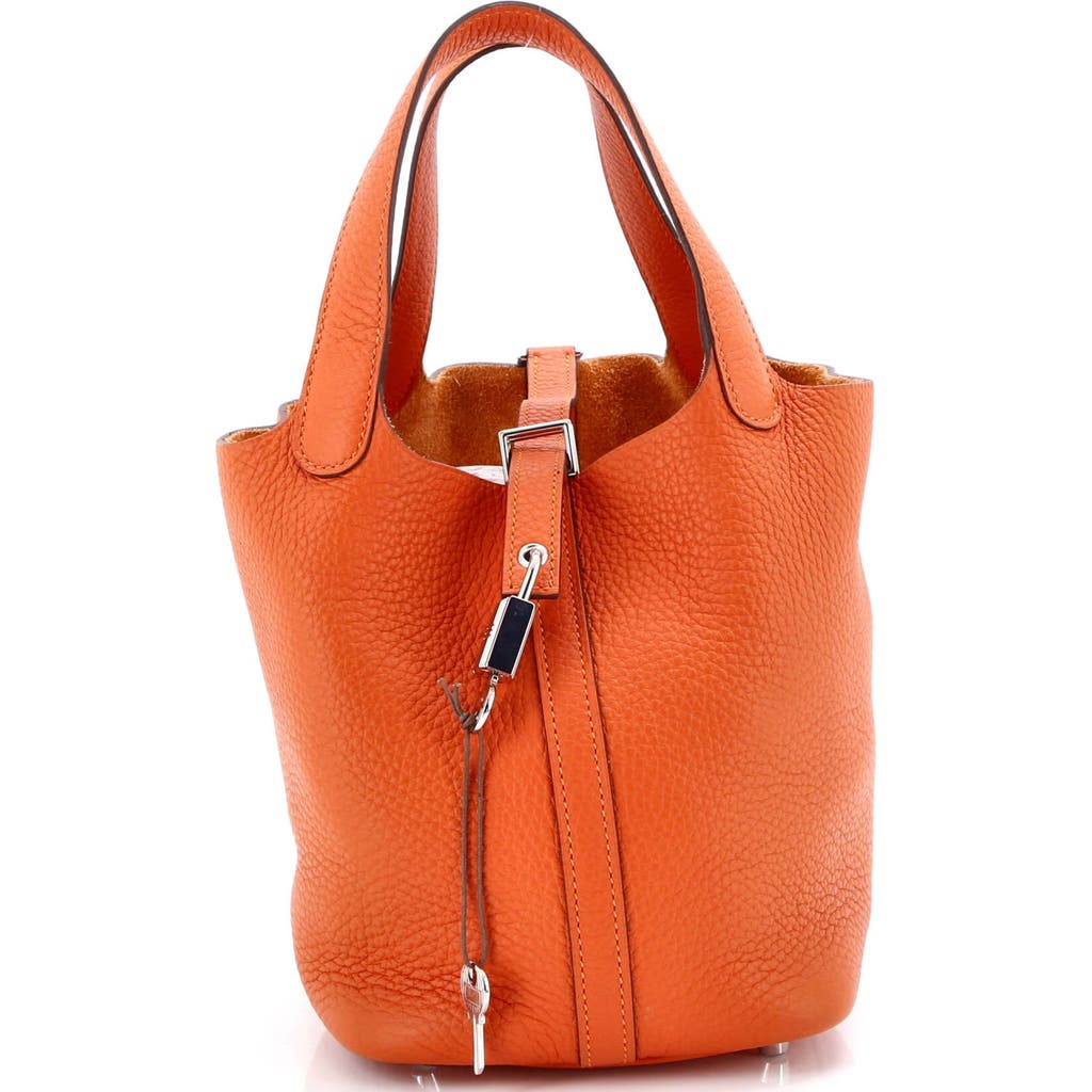 Pre-owned Hermes Hermes Picotin Lock Bag Clemence Pm In Orange