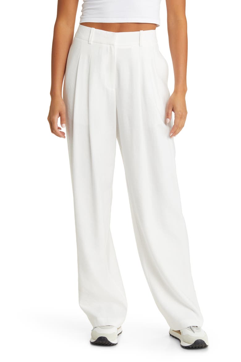 Pleated Trousers, Main, color, IVORY
