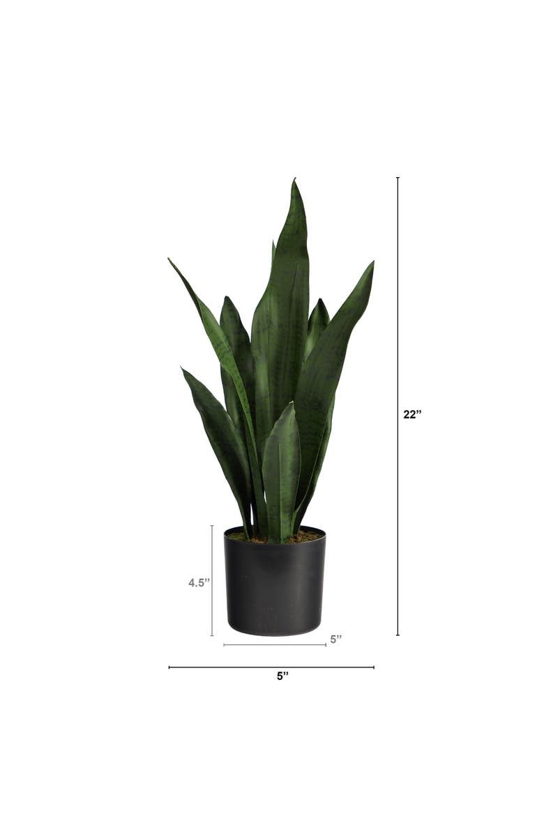 NEARLY NATURAL 22-in Artificial Sansevieria Snake Plant, Alternate, color, Green