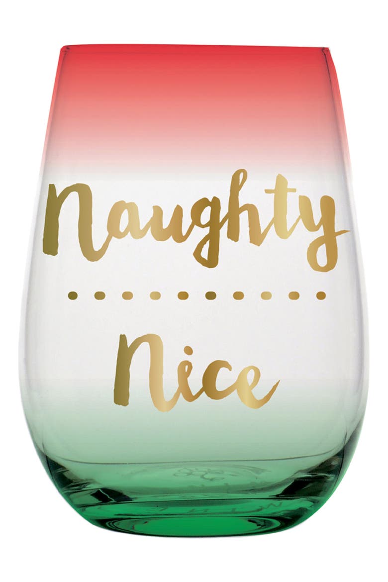 Slant Collection Naughty Nice Stemless Wine Glass, Main, color, MULTI