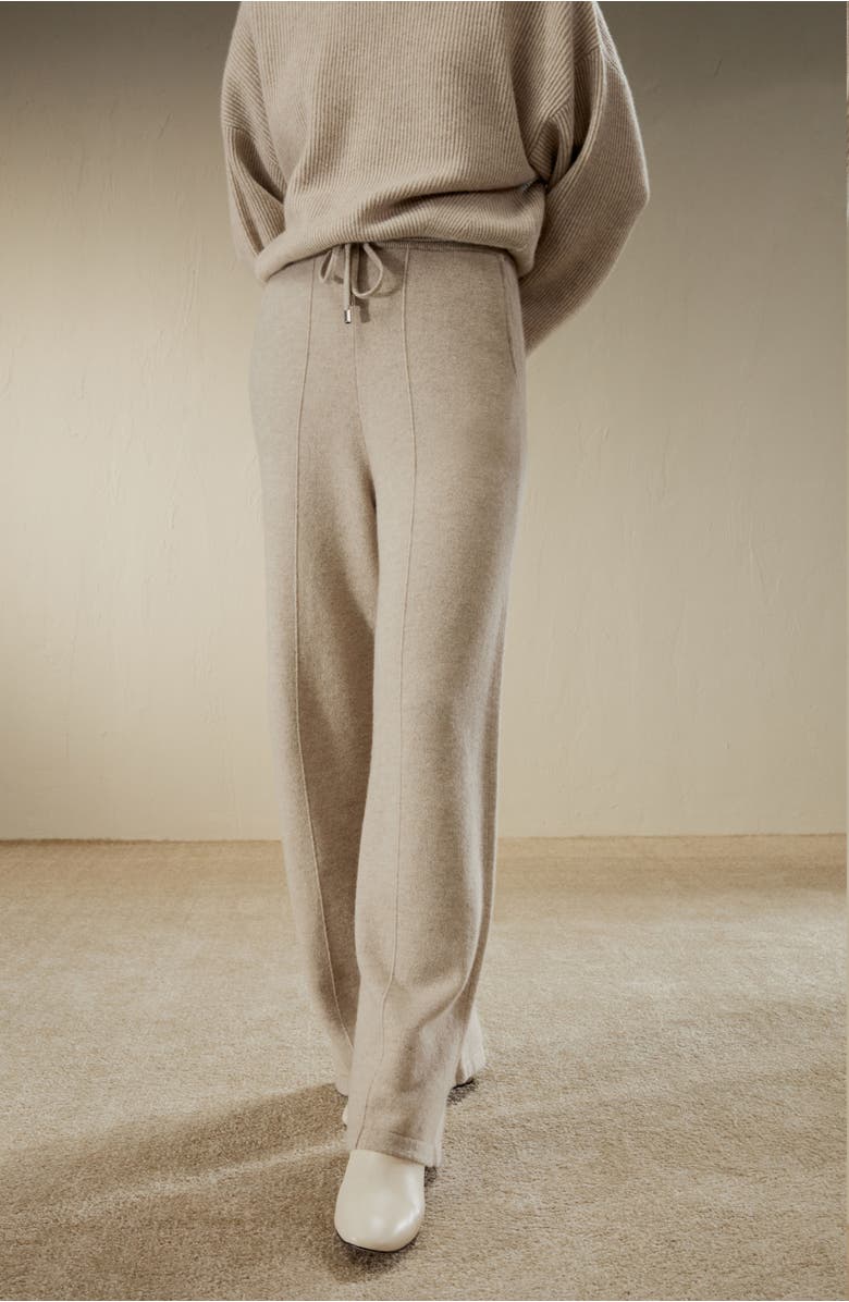 Lilysilk Fluid Cashmere Sweatpants, Alternate, color, Beige