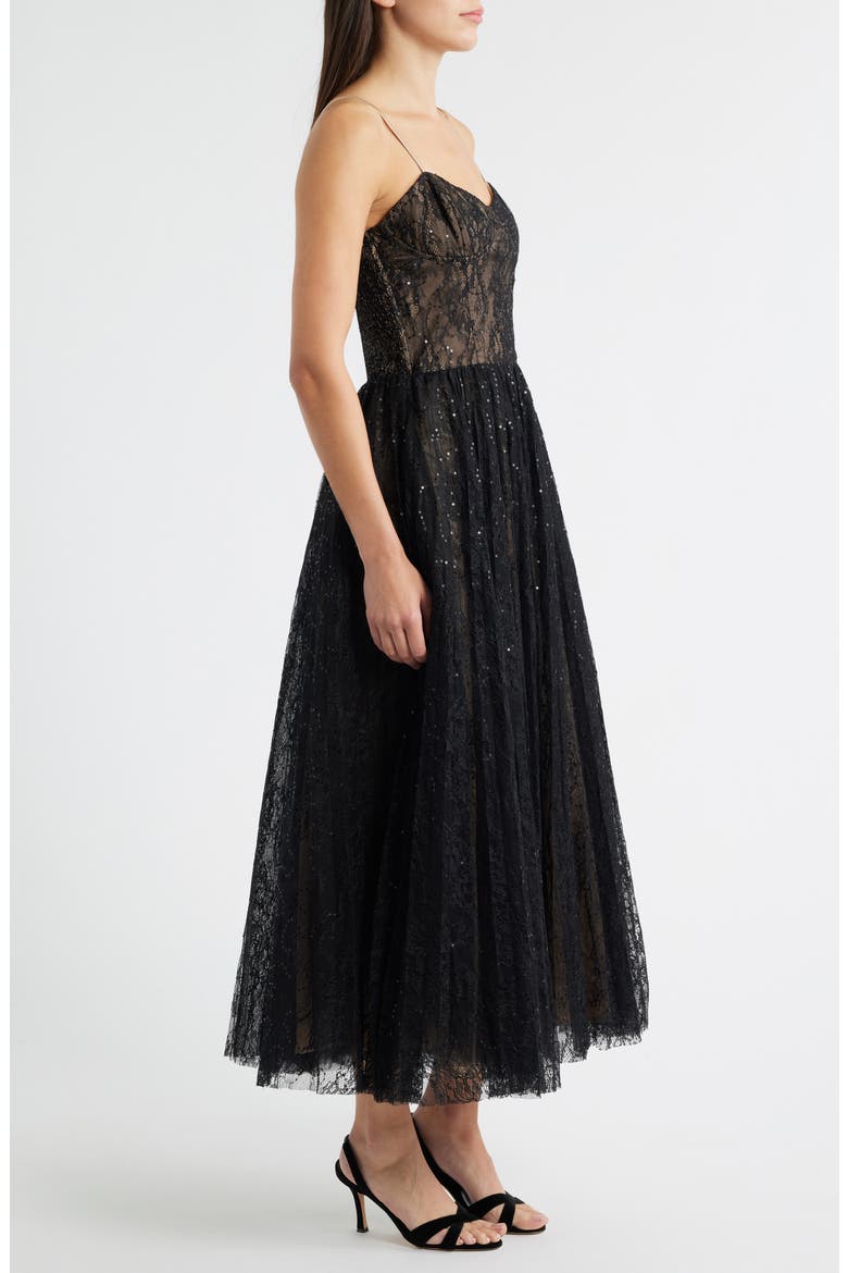 Kelly Sequin Lace Cocktail Dress, Alternate, color, BLACK