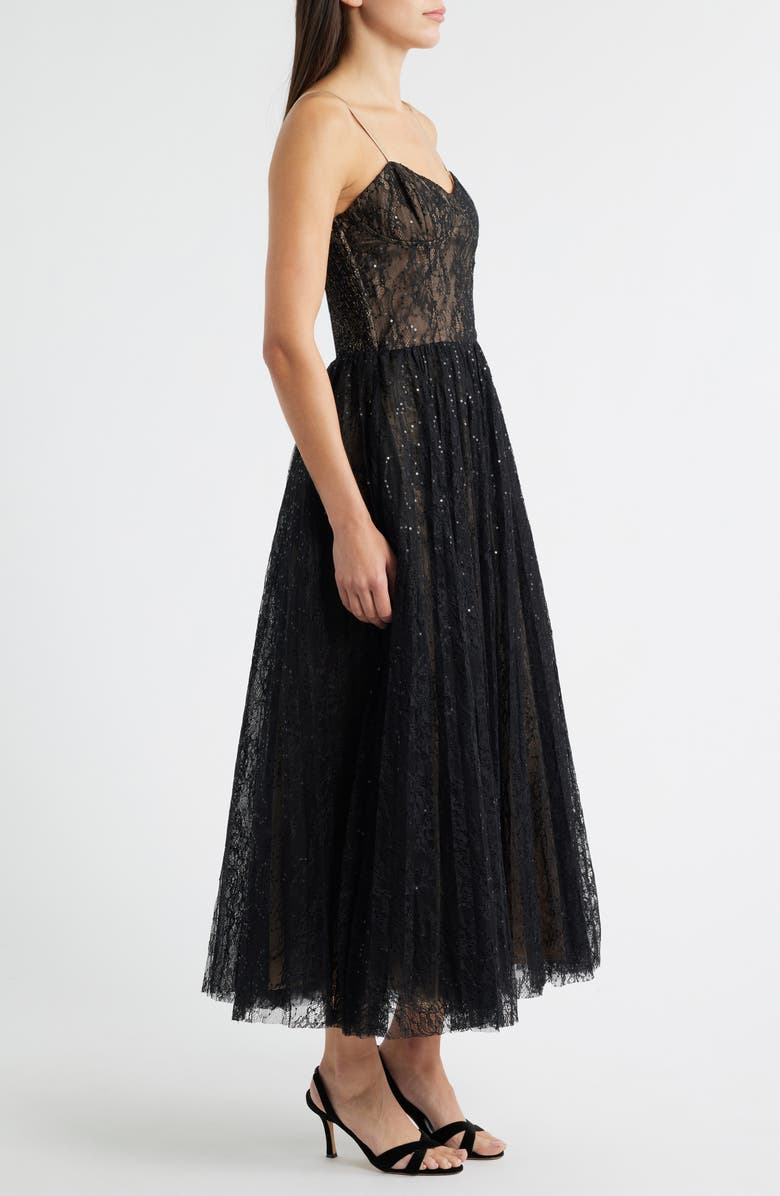 Lucy Paris Kelly Sequin Lace Cocktail Dress, Alternate, color, Black